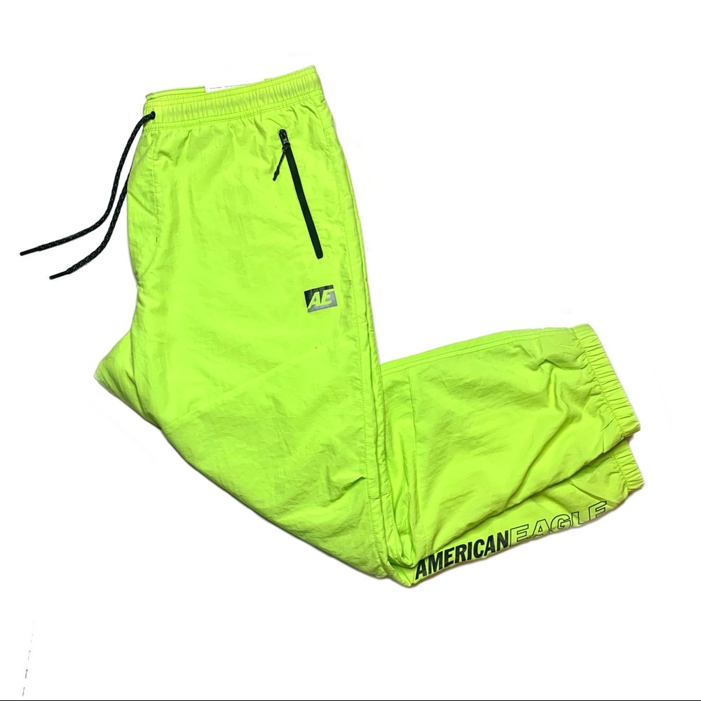 ❌ [SOLD] Neon Green American Eagle Nylon Joggers